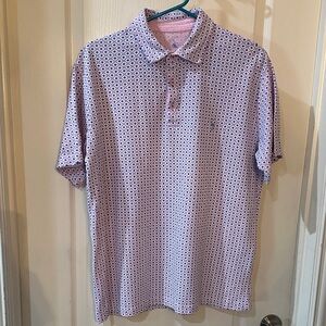Tailorbyrd Diamond Pattern Polo - Pink and White